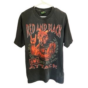 Vintage nWo Wolfpac Red and Black Attack T-shirt